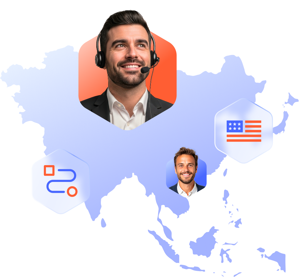 Customer support team connecting US and global manufacturing partners